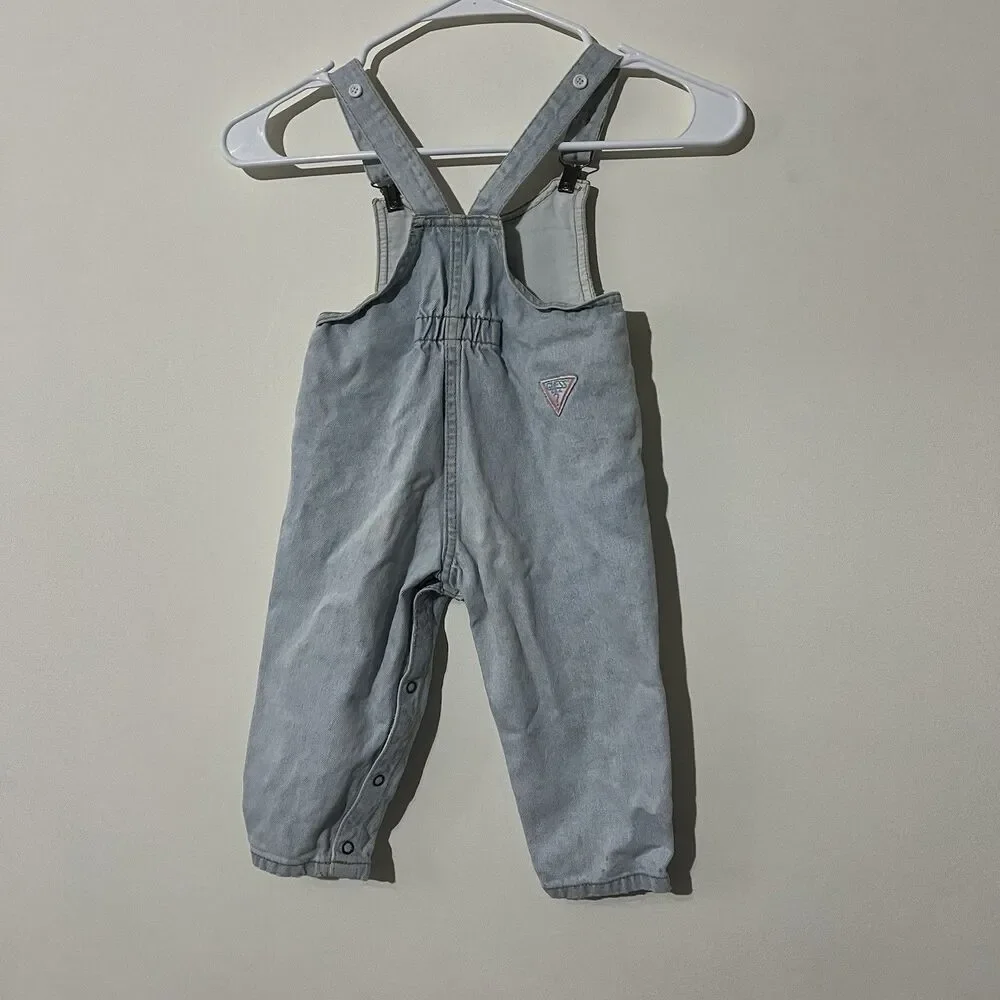 Vintage Guess baby overalls 24 months unisex Denim Dungarees, Snap Closure